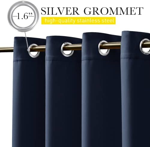 NICETOWN Patio Curtains Outdoor Waterproof W100 x L95 in Navy 2 PCs - Image 5