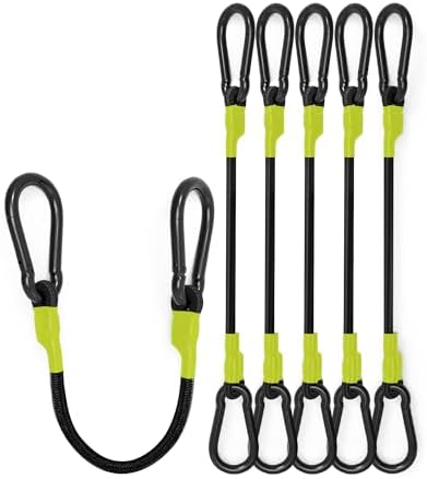 8 Pack 60" Carabiner Bungee Cords Heavy Duty Outdoor, 190 Lb Break Strength by LuckyStraps