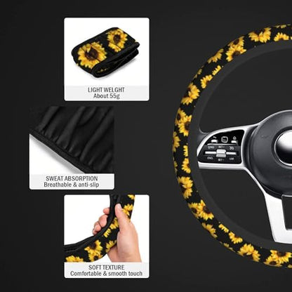 Steering Wheel Cover Sunflower Steering Wheel Cover Car Accessories Universal - Image 3