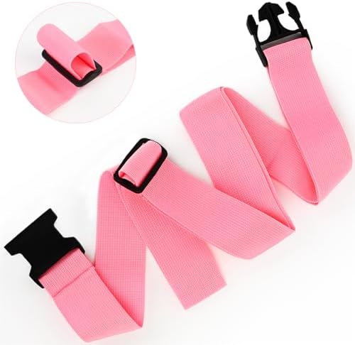 Luggage Straps for Suitcases, Travel Belt Multiple Connector, 2 Pack Pink - Image 2