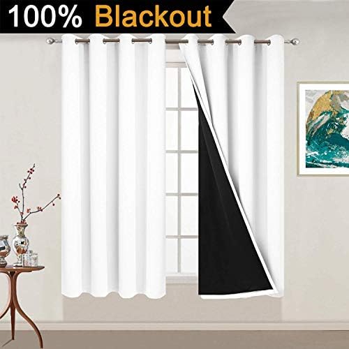 Yakamok Pure White 100% Blackout Curtains 54 Inches Long 52" Wide 2 Panel - Image 2