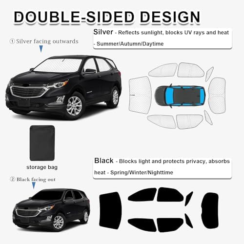 KMF 8pcs Thicken Sun Shades for Chevy Equinox 2018-2024 Accessories, Chevrolet - Image 3