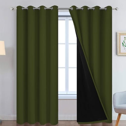 Yakamok Olive Green 100% Blackout Curtains 96 Inches Long 52" Wide 2 Panels by Yakamok