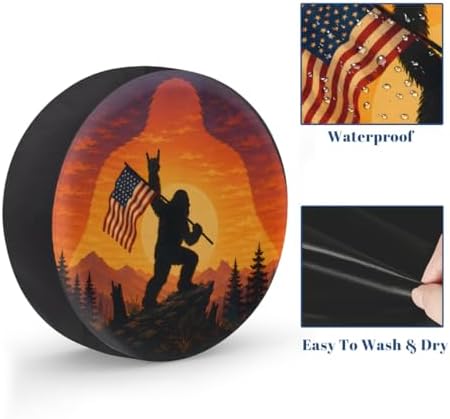 Bigfoot American Flag Spare Tire Cover Wheel Covers Protectors Waterproof - Image 4