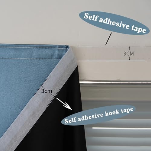 AJAZZ Self Adhesive Curtains 100% Blackout Shades Window Cover Sticky Curtain - Image 5