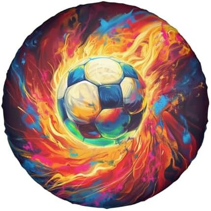 Car Tire Covers Soccer Ball on Fire RV Wheel Cover - Image 7