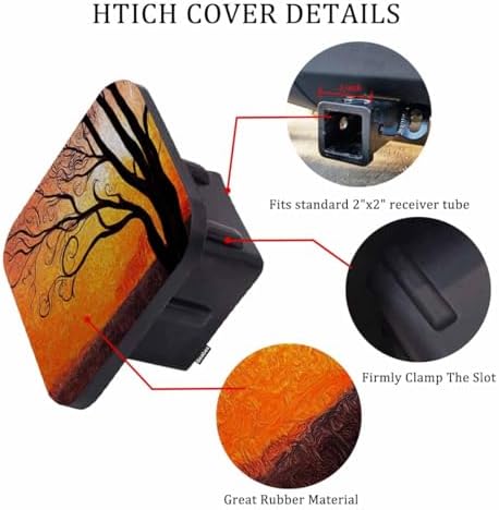 Trailer Hitch Cover 2 Inch Tree Sunset, Abstract Tree Painting Heavy-Duty Tow - Image 3