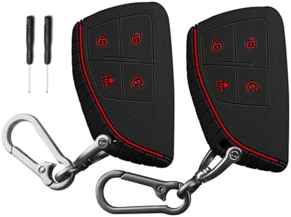 QBUC 2 Pcs for Chevy Key Fob Cover, 4 Buttons Silicone by QBUC