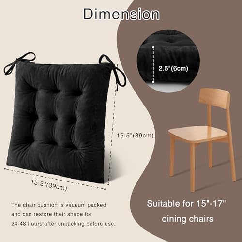 OVOV 1 Pack Chair Cushions for Dining Chairs 15.5"x15.5" Black - Image 2