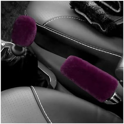 2PCS Fluffy Car Gear Shift Knob & Handbrake Cover, Comfortable Plush Shifter by XJVSS