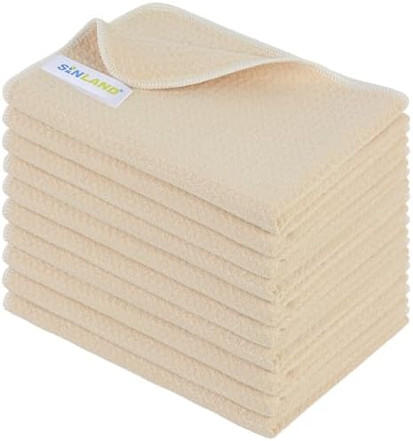 SINLAND Sublimation Blank Towels Waffle Kitchen Towel Cream 16x24 10 Pack by SINLAND