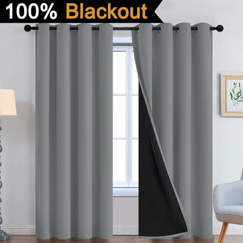 Yakamok Dove Grey 100% Blackout Curtains 84 Inches Long 52" Wide 2 Panel - Image 2