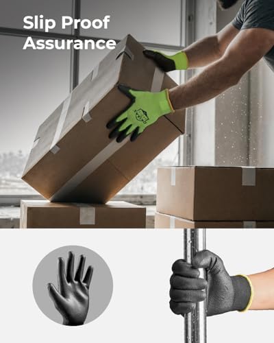 OKIAAS PU Coated Work Gloves Men, Ultra Grip & Lightweight, 60 Pairs Bulk - Image 6