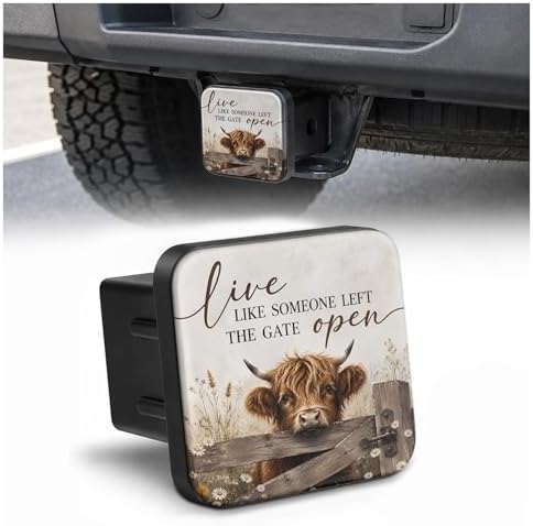 Hitch Cover Receiver Tube Hitch Plug Farm Highland Cow, Tool-Free Install Tow by Unknown