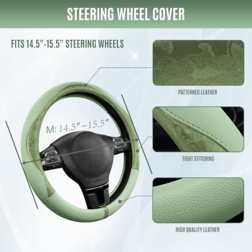 PIC AUTO Steering Wheel Cover & Car Floor Mats, Universal 14.5"–15.5" Steering - Image 3