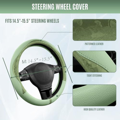 PIC AUTO Steering Wheel Cover & Car Floor Mats, Universal 14.5"–15.5" Steering - Image 3