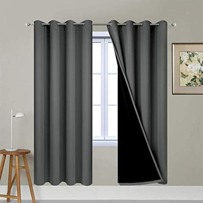 Yakamok Dark Grey 100% Blackout Curtains 63 Inches Long 52" Wide 2 Panels by Yakamok