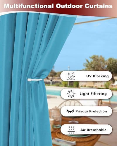 Grommet Outdoor Curtains for Patio Waterproof 8 Pcs 54x84 In Teal - Image 3