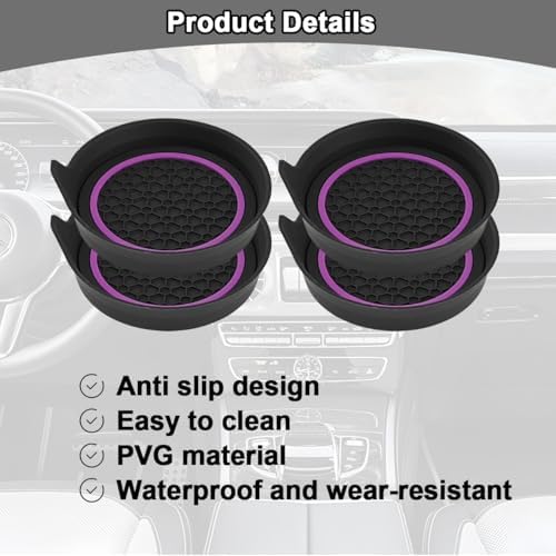HZEL Car Cup Holder Coasters, Recessed Automotive Drink Mat Decoration - Image 3