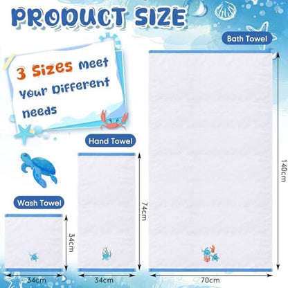 Peryiter 3 Pack Sea Turtle Decorative Bath Towel Set - Image 3