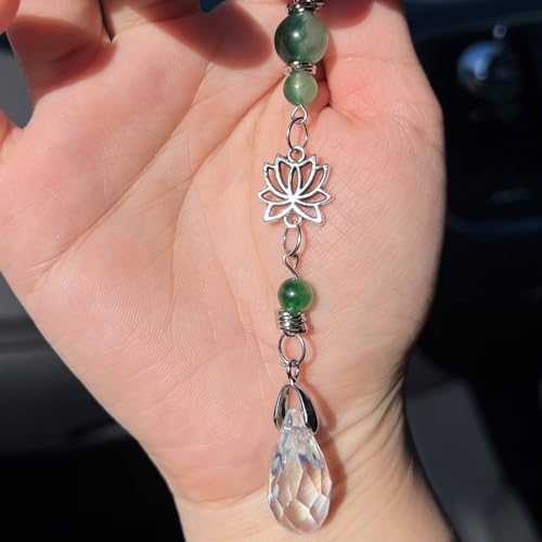Car Rear View Mirror Accessories Hanging Ornament, Lotus Rearview Decor Charm - Image 3