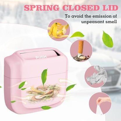 1 Pack Car Trash Can with Lid, Built-in Storage Garbage Bag - Image 3