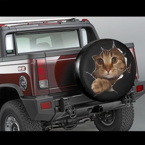 Spare Tire Covers for Trailers, Funny Cute Cat in Hole Wheel Protectors - Image 2