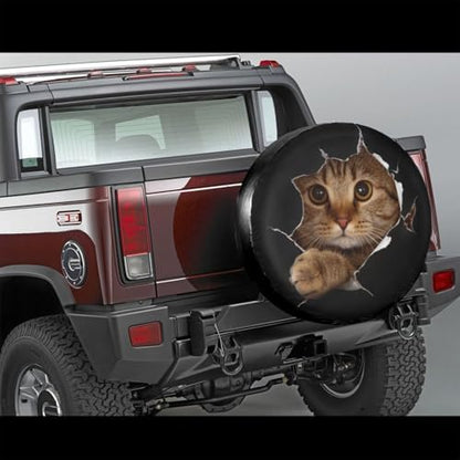 Spare Tire Covers for Trailers, Funny Cute Cat in Hole Wheel Protectors - Image 2