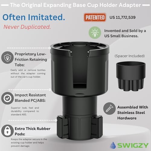 Swigzy Car Cup Holder Expander, Long Base Adapter Extender Bottle Insert - Image 4
