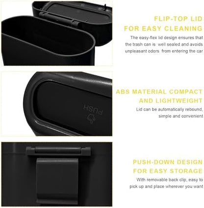 Car Trash Can Bin with Lid, Mini Portable Auto Garbage Can with 15Pcs Trash Bags - Image 3