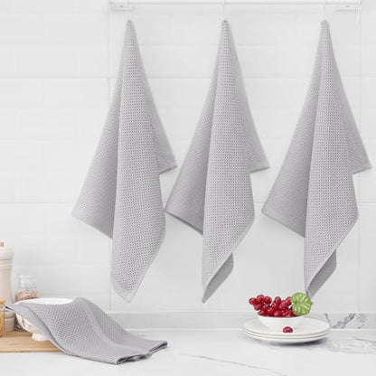 Homaxy 100% Cotton Oversized Waffle Weave Kitchen Towels 8-Pack, Light Gray - Image 6