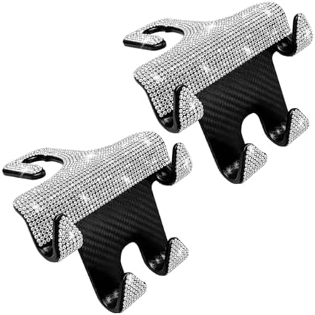 Craedli 2PCS Bling Rhinestone Car Seat Headrest Hooks, Shiny Crystal Auto by Unknown