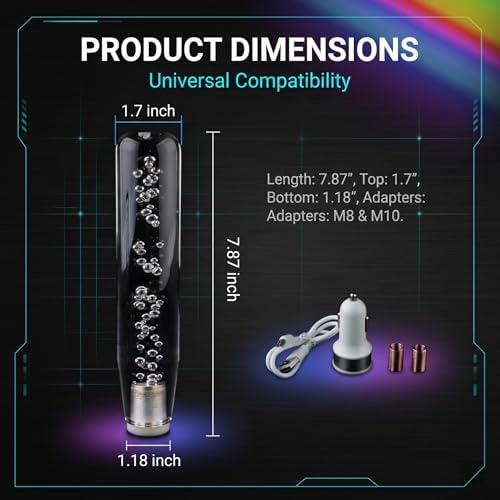1 PC Car LED Luminous Crystal Gear Shifter, Colorful Bubble Light Shift Knob - Image 2