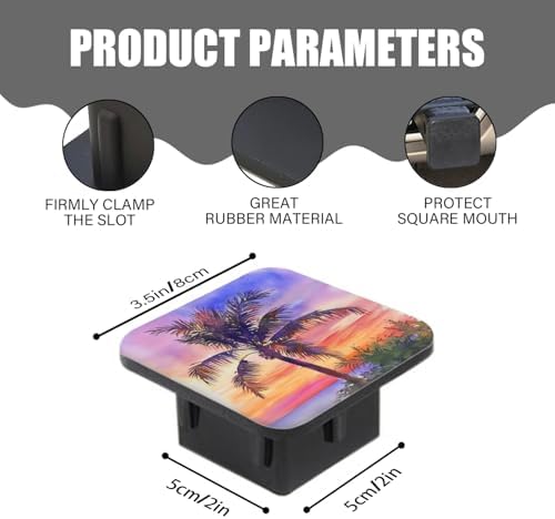 Hitch Cover Fits for 2-Inch Hitch, Watercolor Palm Tree at Sunset by The Sea - Image 3