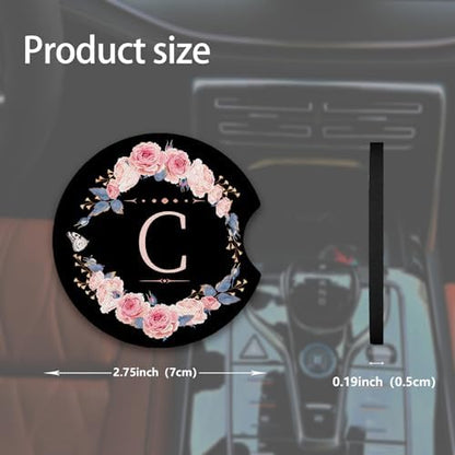 2pcs Letter C Car Coasters, Absorbent Universal neoprener Cup Holder Coasters - Image 2