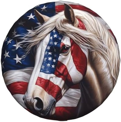 Spare Tire Cover for RV Camper, American Flag Horse Tire Cover Protectors by Unknown