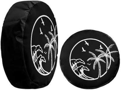 Ocean Wave Coconut Trees Spare Tire Cover Dust-Proof Wheel Tire Cover Fit - Image 4
