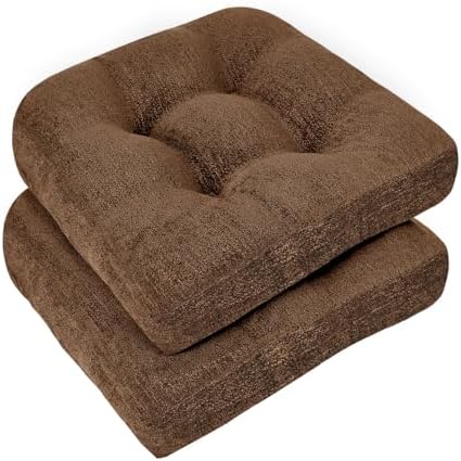 downluxe Chair Cushions for Dining Chairs 2 Pack, Tufted Indoor Chair Pads by Downluxe