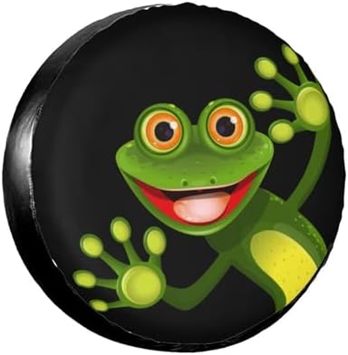 Spare Tire Covers for Trailers, Funny Green Frog Cute Animal Wheel Protectors by FalePrint