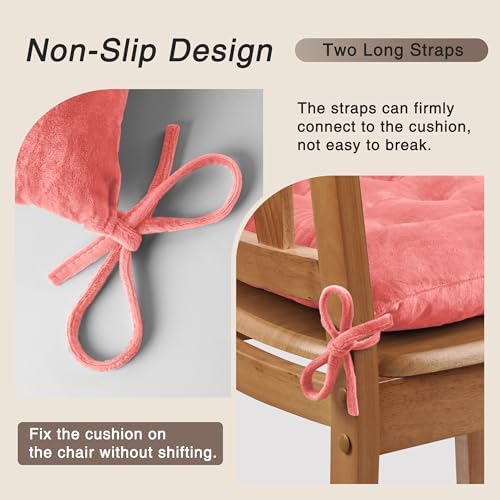 OVOV 6 Pack Chair Cushions for Dining Chairs 15.5"x15.5" Pink - Image 3