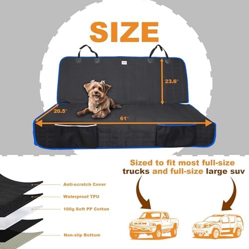 Reliadura Back Seat Cover for Dogs, Washable Bench Seat Covers for Trucks - Image 4