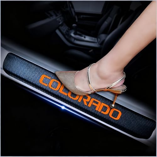 4Pcs Car Door Sill Protector for Chevy Colorado, Carbon Fiber Anti-Scratch by Unknown
