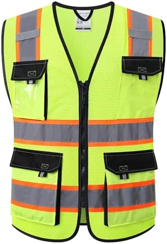 JKSafety Safety Vest for Men Women Hi Vis Reflective Vest JK220 Yellow XL by JKSafety