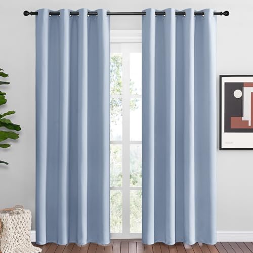 NICETOWN Vintage Blue Blackout Curtains 86 inches Length by NICETOWN