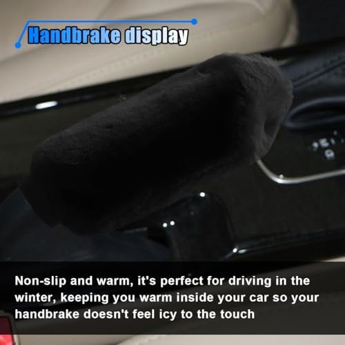 2PCS Plush Car Gear Shift Knob Cover & Handbrake Cover, Soft Fluffy Shift Knob - Image 4