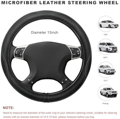 Car Steering Wheel Cover, 15 Inch Anti-Slip Breathable Leather Auto Steering - Image 2