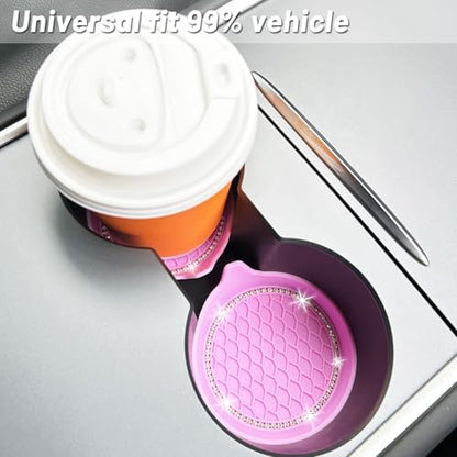NBTEPEM 4pcs Bling Car Cup Holder Coaster, 2.75 inch Anti-Slip Shockproof - Image 3