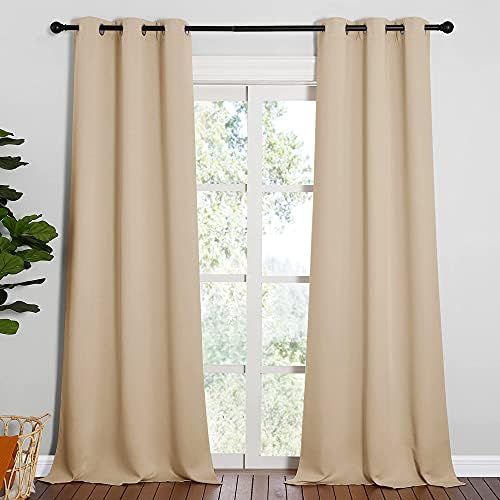 NICETOWN Room Darkening Grommet Panels 1 Pair 42 x 90-inch Biscotti Beige - Image 2