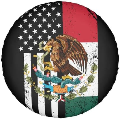 Mexico American Flag Spare Tire Cover, Universal Waterproof & Dustproof Wheel - Image 2