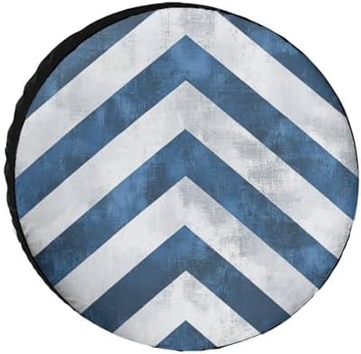 Heavy Duty Spare Tire Cover Blue and White Chevron Protectors Weatherproof by HighonHi
